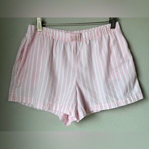 Victoria’s Secret Pink And White Striped Cotton Sleep Shorts Women’s Size Small